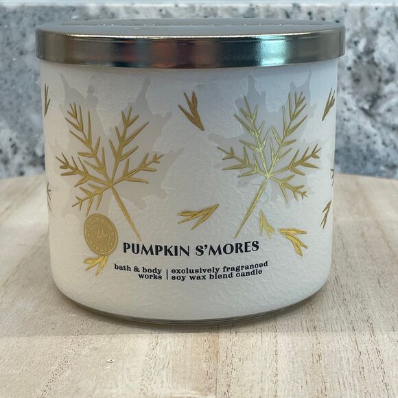 Bath & Body Works 3-Wick Jar Scented Candle Pumpkin S'Mores Marshmallow 14.5 oz - Picture 1 of 5